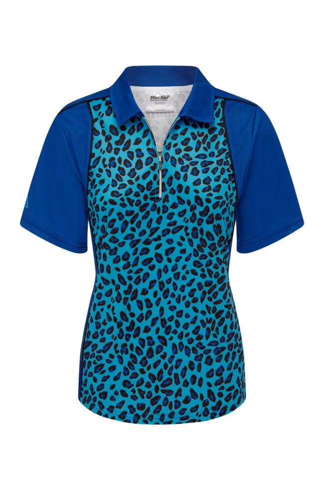 Ladies Zip Leopard Platinum Polo