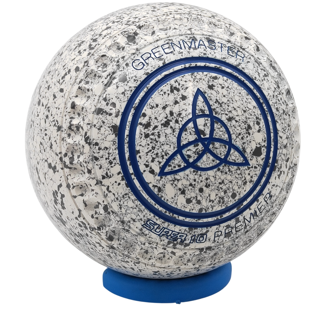 Greenmaster Super 10 Premier Size 4 White / Steel Grey with full 40 Dimple Grip
